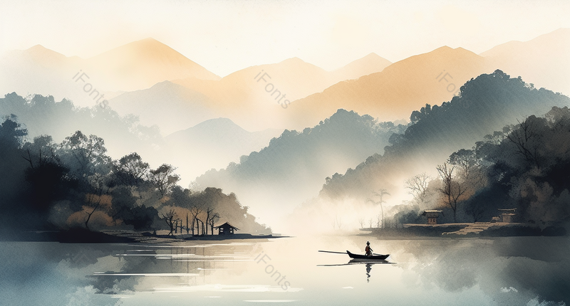 乡下生活中国风水墨山水画背景图,插画/手绘图,插画/手绘图库,插画/手绘图下载,插画/手绘